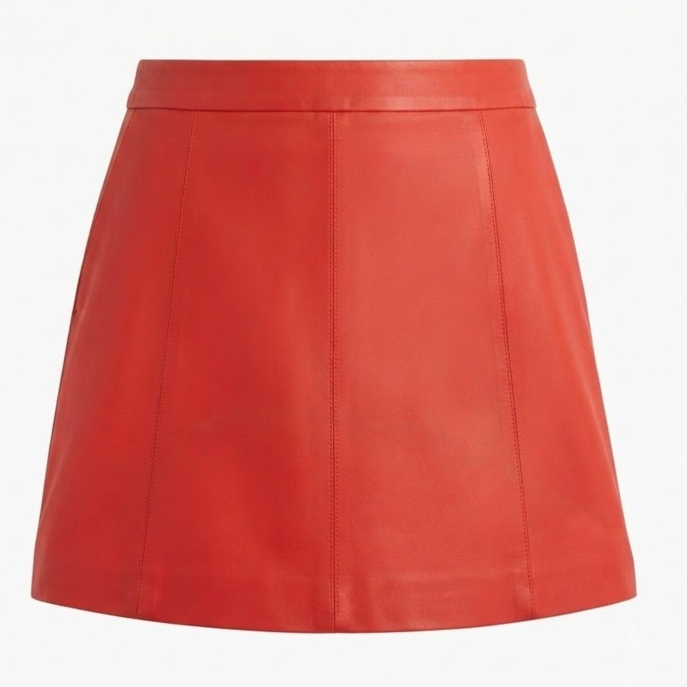 Marc by Marc Jacobs Orange Lamb Leather A-Line Mini Skirt Size 2 - WD